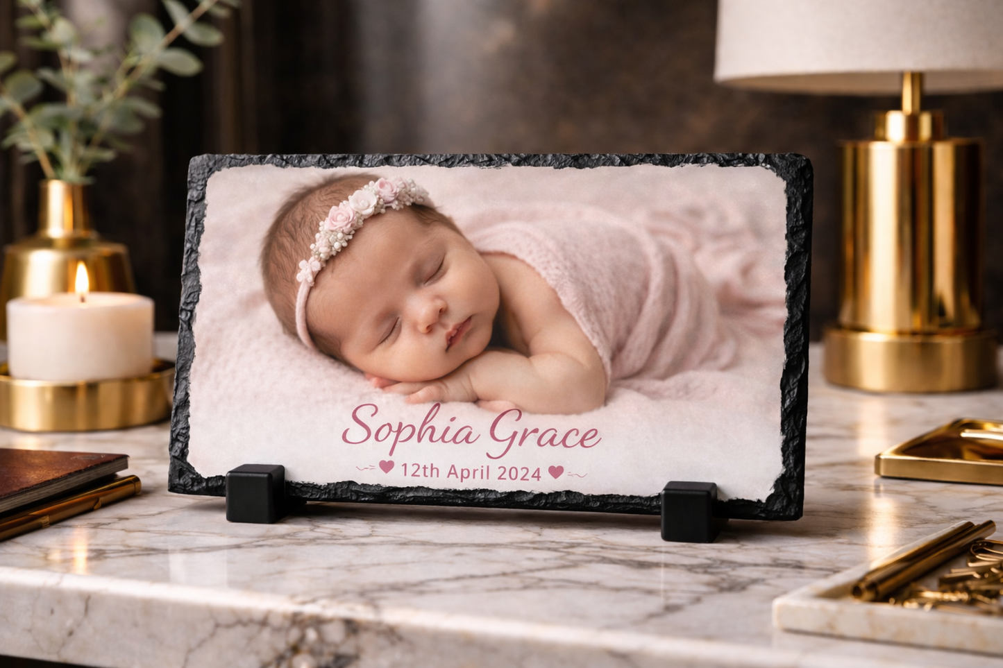 Personalised Photo Rock Slate – Custom Image Gift with Text – Memorial, Family, Pet & Special Occasion Keepsake