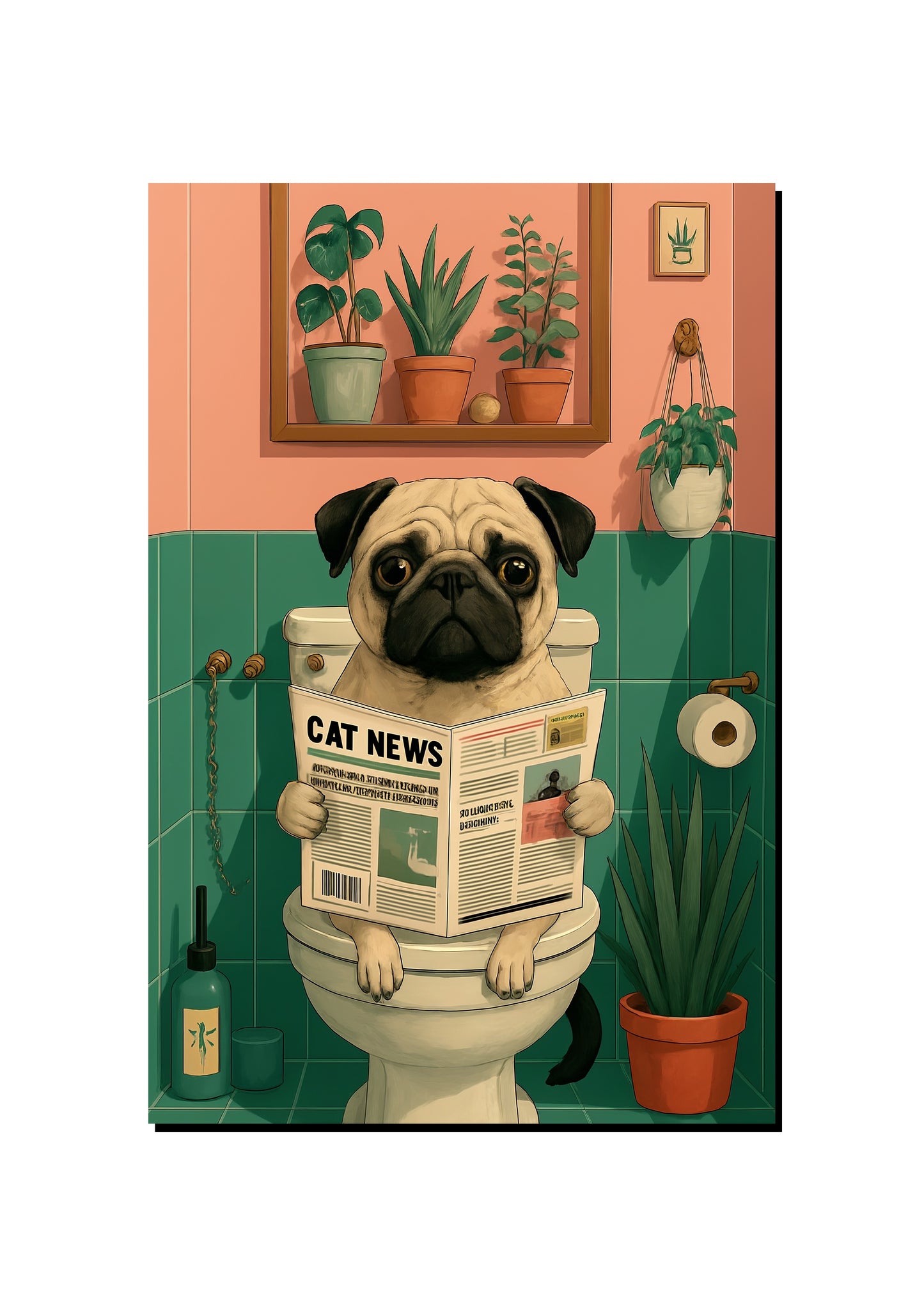 Funny Pug Toilet Wall Art Print art print