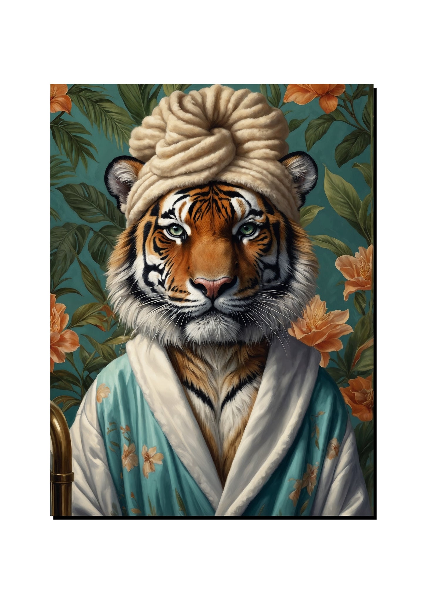 Luxury Tiger Head Towel Spa Wall Art art print