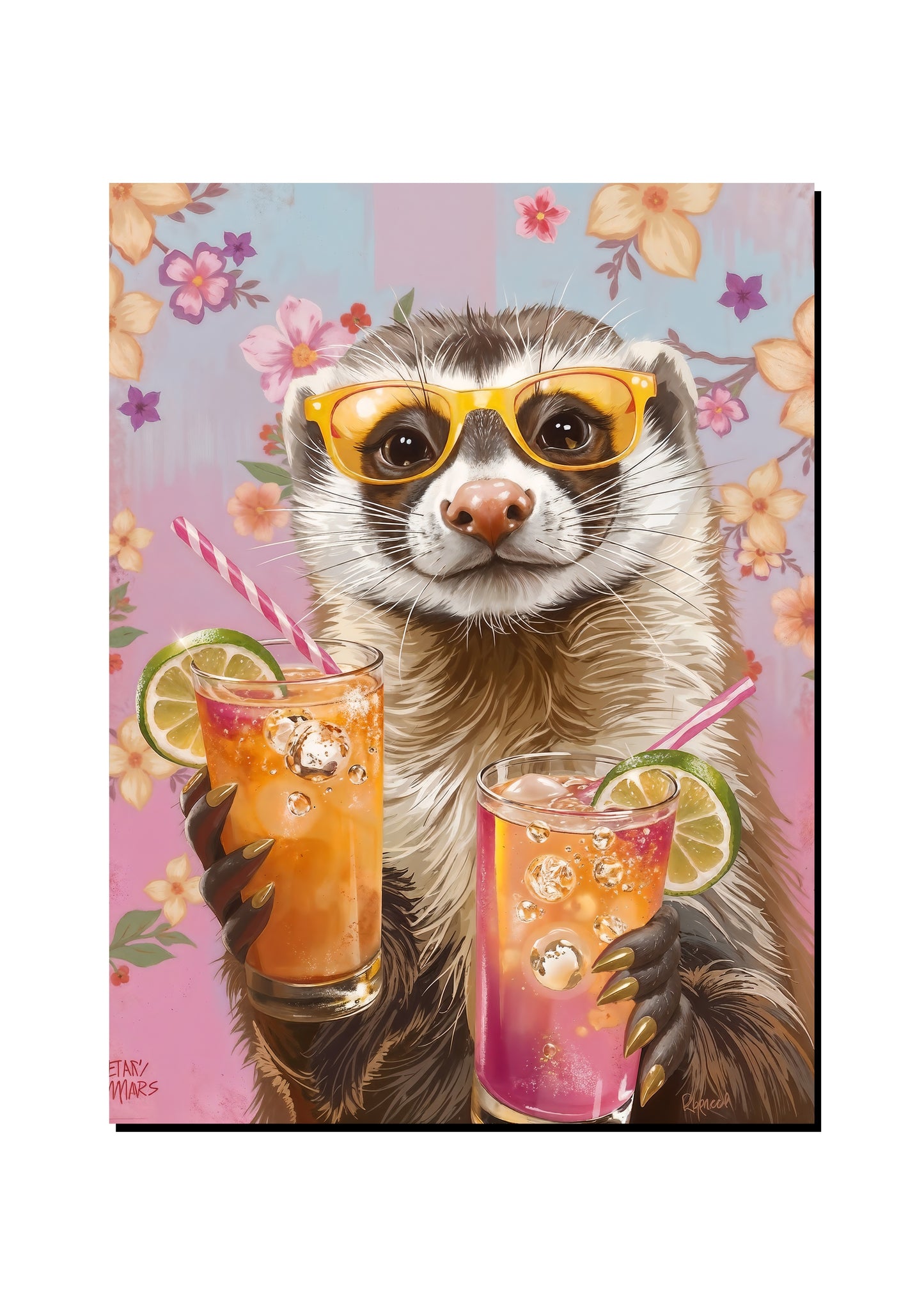 Funny Otter Cocktail Wall Art Print art print