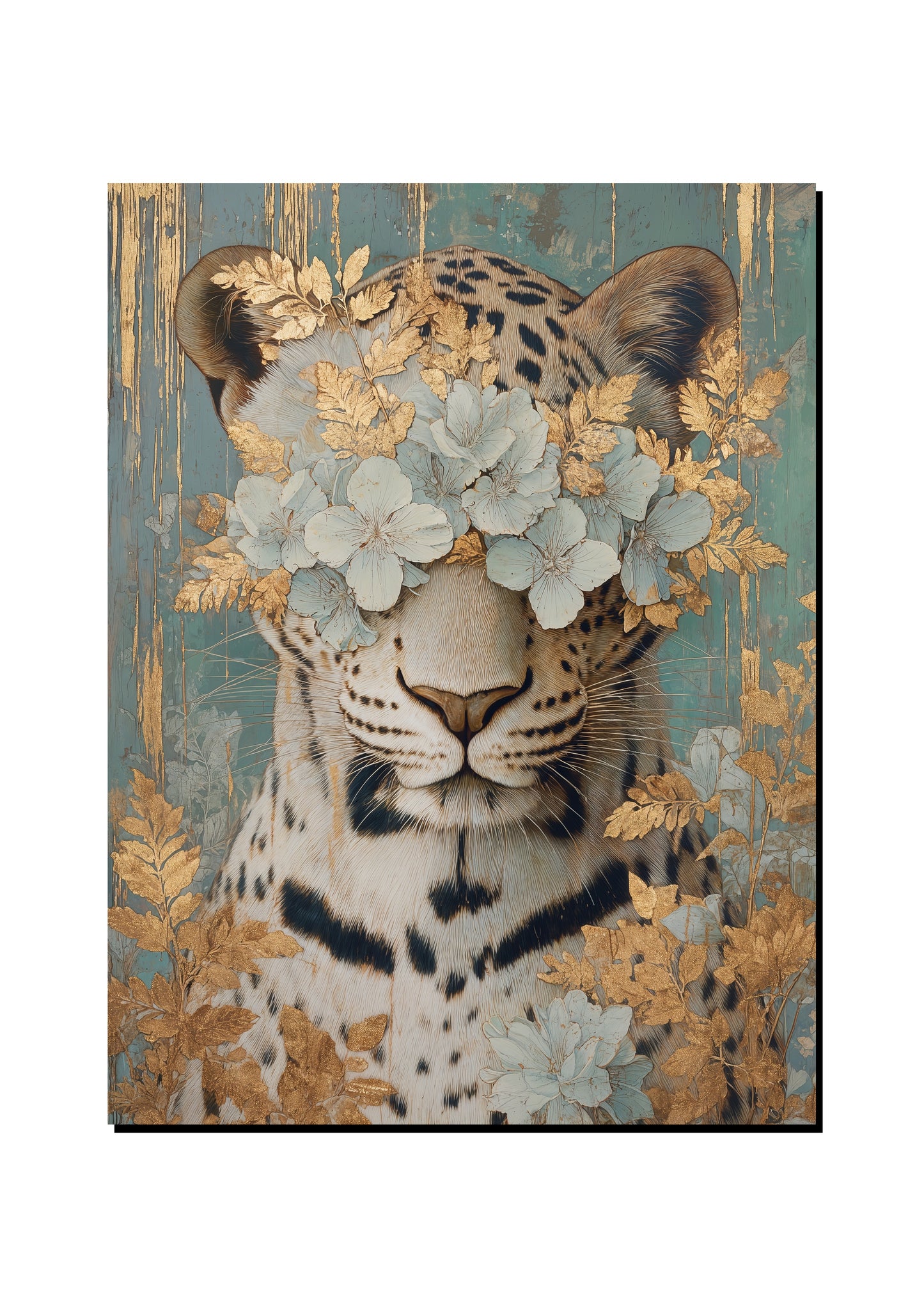 Floral Leopard Wall Art art print