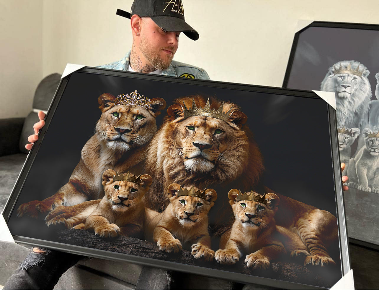 Personalised Animal Family Print – Custom Family Wall Art with Names – Premium Portrait Gift
