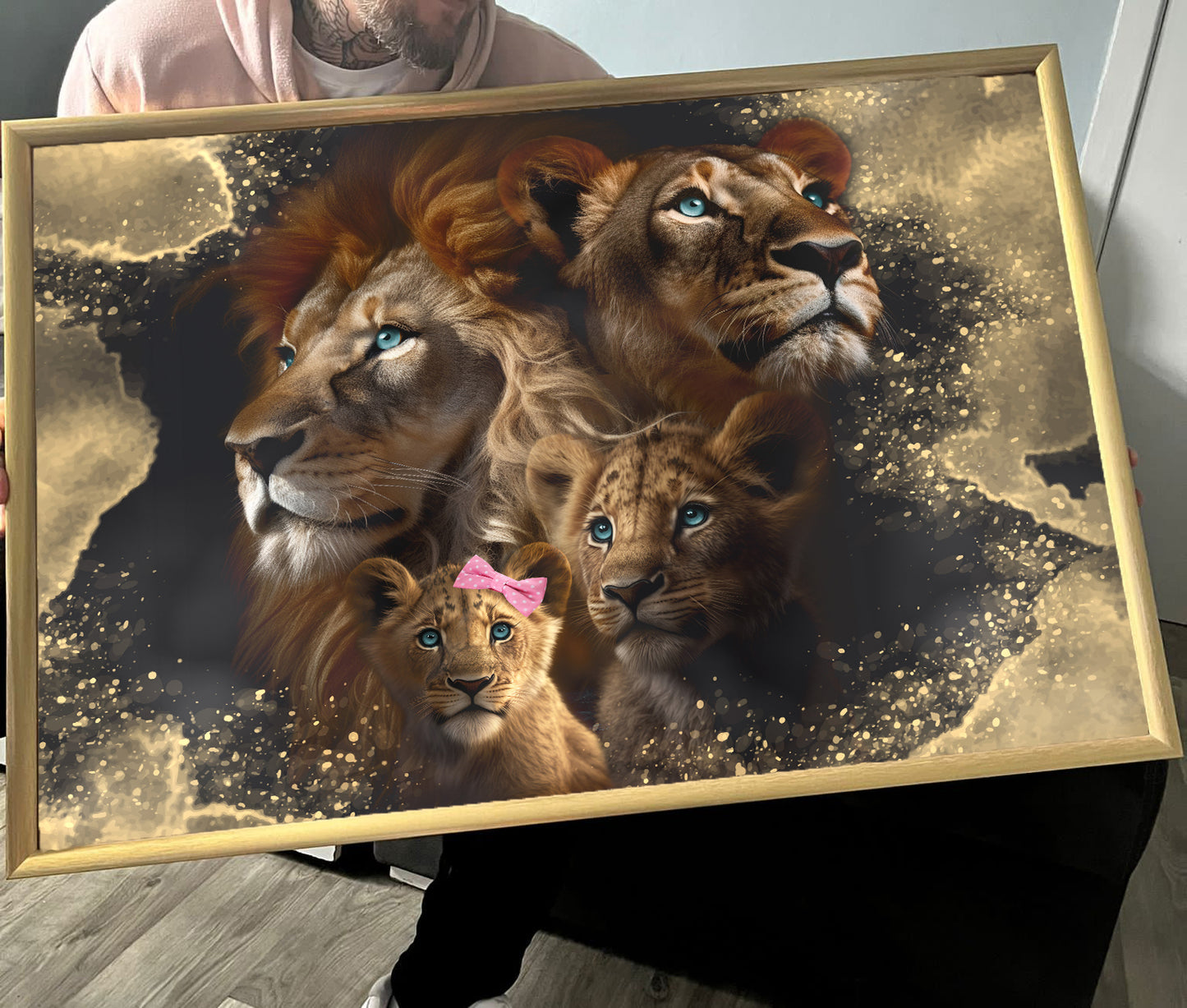 Personalised Animal Family Print – Custom Family Wall Art with Names – Premium Portrait Gift