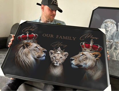 Personalised Animal Family Print – Custom Family Wall Art with Names – Premium Portrait Gift