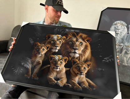Personalised Animal Family Print – Custom Family Wall Art with Names – Premium Portrait Gift