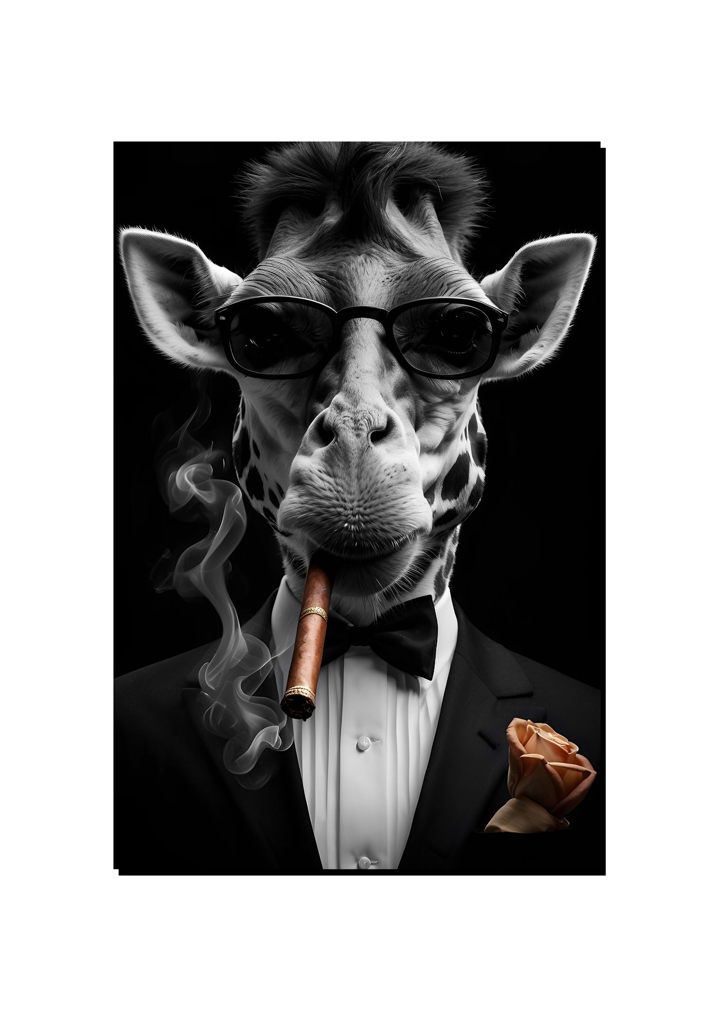 Dapper Giraffe in a Tuxedo with Cigar art print