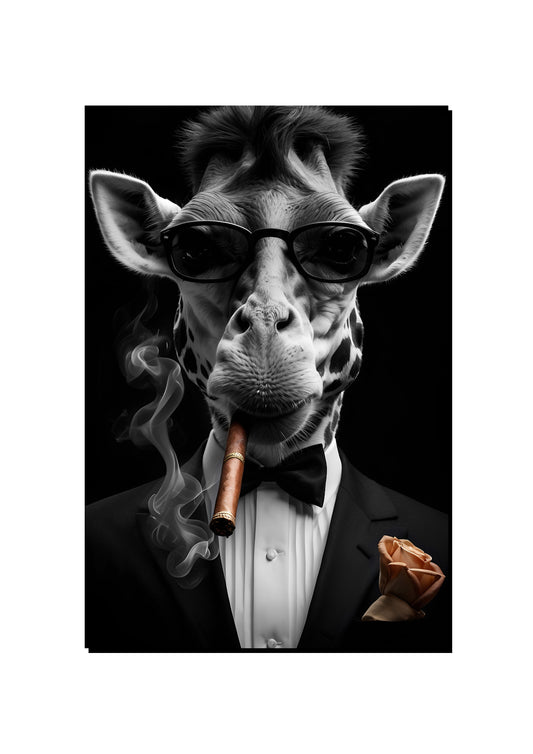 Dapper Giraffe in a Tuxedo with Cigar art print