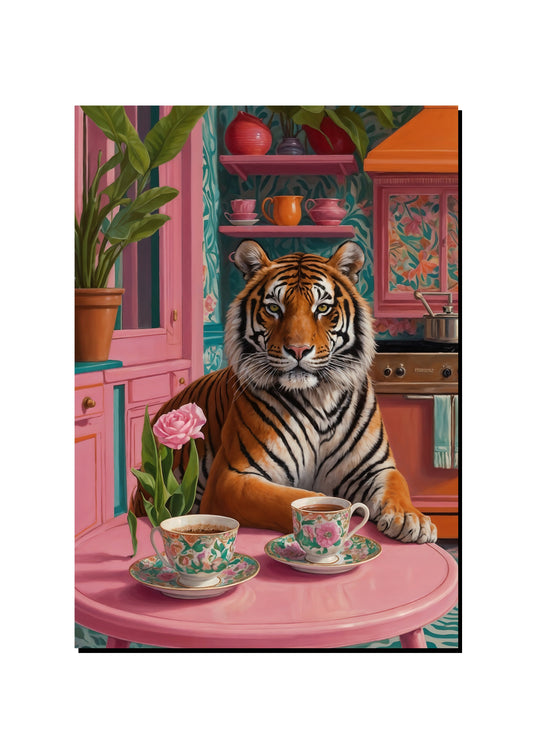 Pink Tiger Afternoon Tea art print