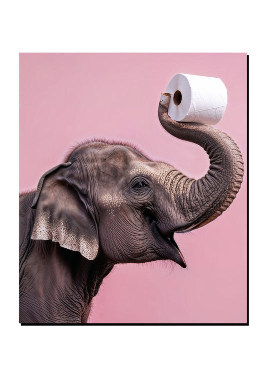 Funny Elephant Toilet Roll Wall Art art print