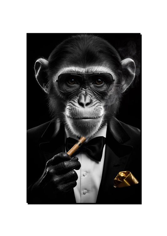 Sophisticated Monkey in a Tuxedo with Cigar art print