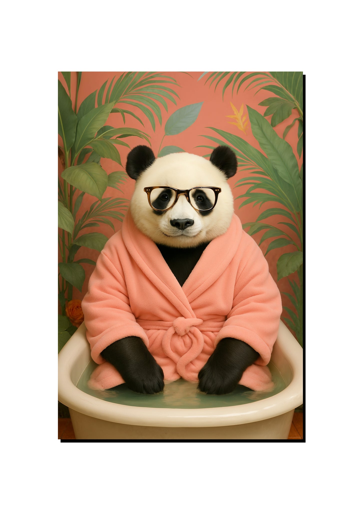 Funny Panda Bathroom Portrait art print