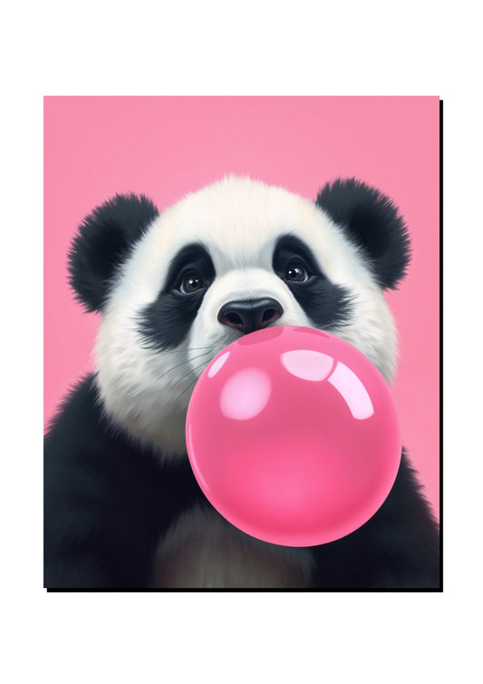 Cute Panda Bubblegum Wall Art art print