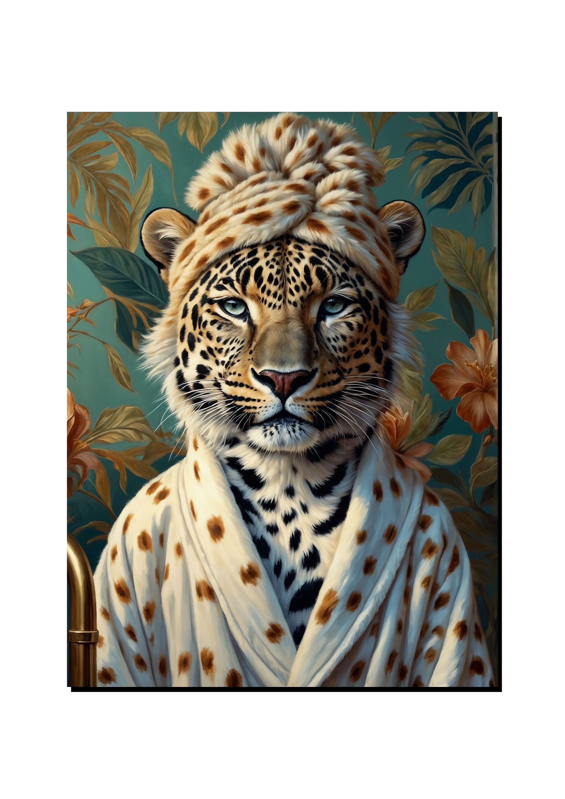 Leopard Head Towel Spa Portrait Wall Art art print