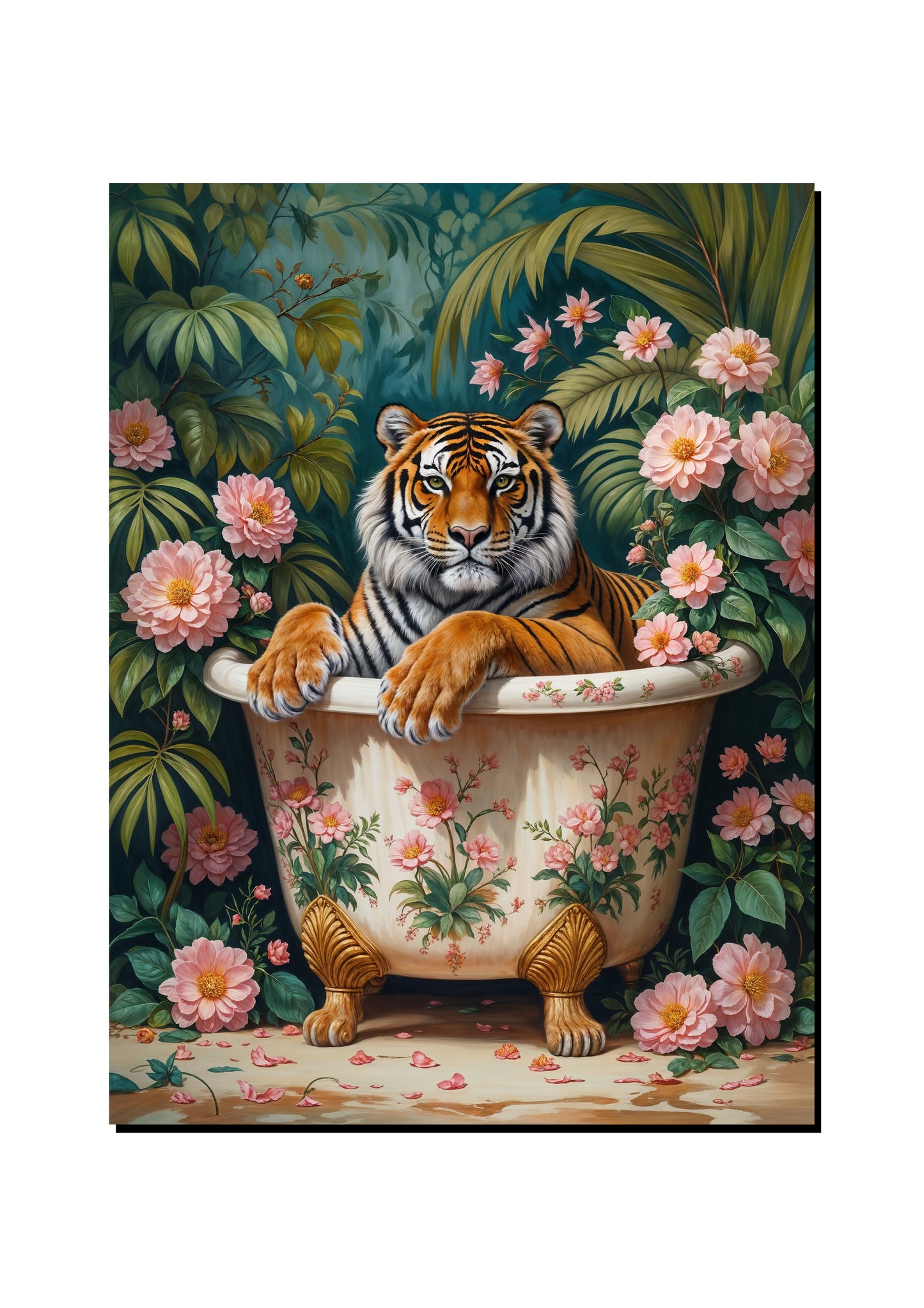 Tropical Tiger in the Bath art print