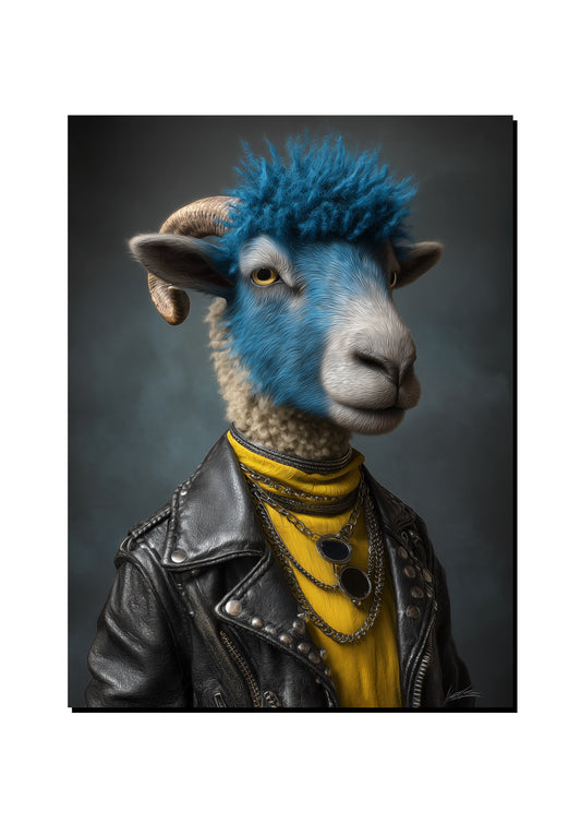 Blue Mohawk Llama Wall Art art print