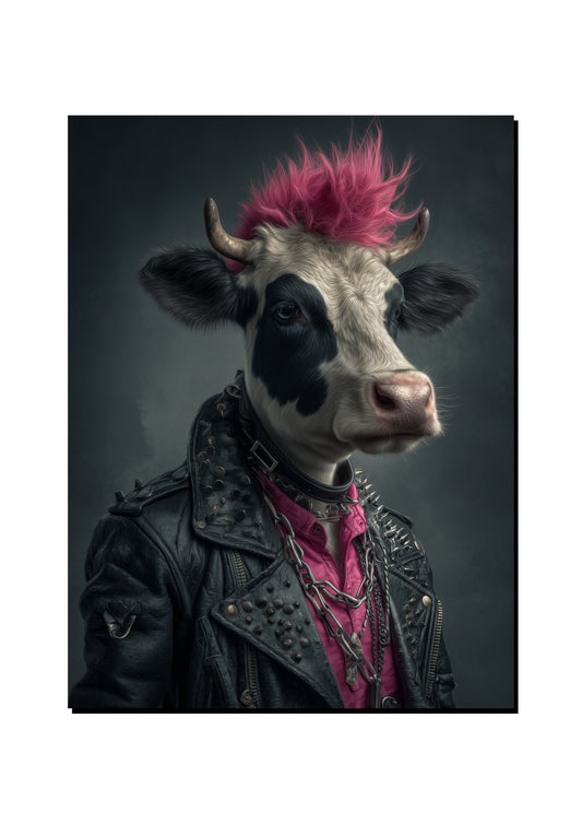 Cow Punk Portrait Wall Art Print art print