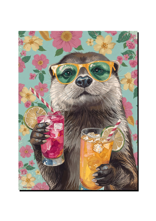 Funny Otter Cocktail Wall Art Poster art print