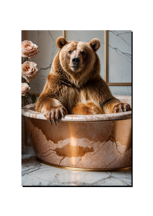 Bear in a Copper Bathtub art print