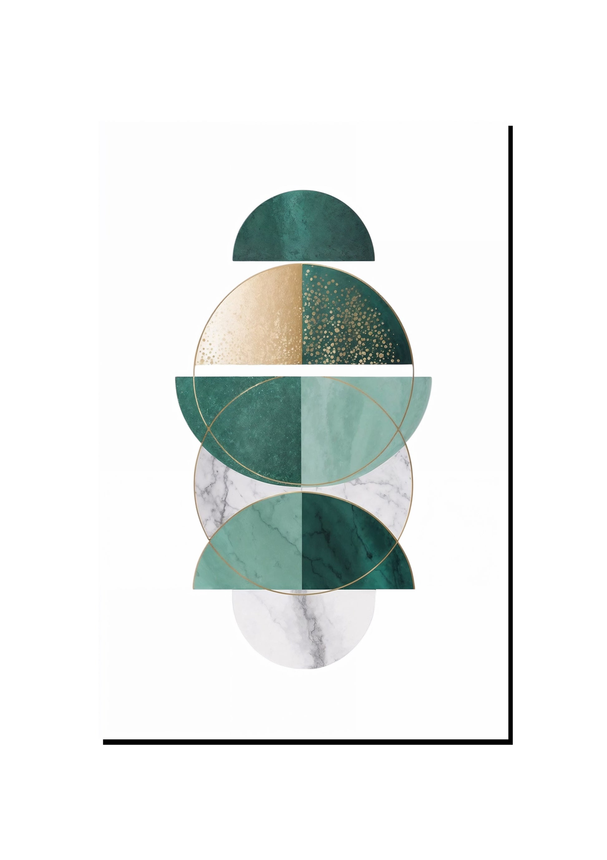 Green and Gold Half Circle Geometric art print