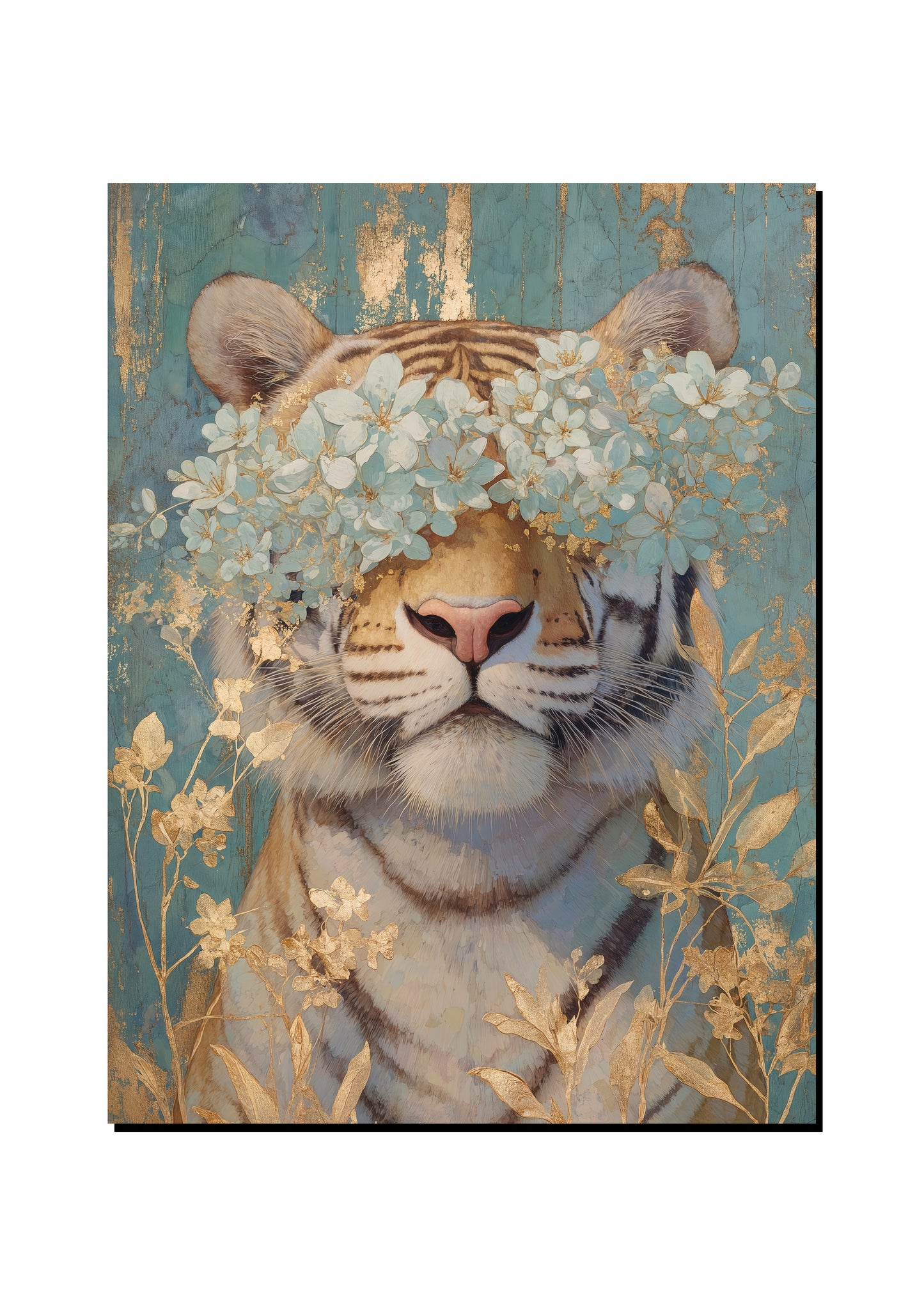 Floral Cat Wall Art art print