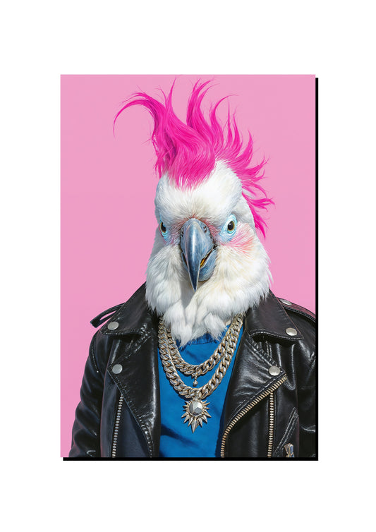 Pink Mohawk Bird Wall Art art print