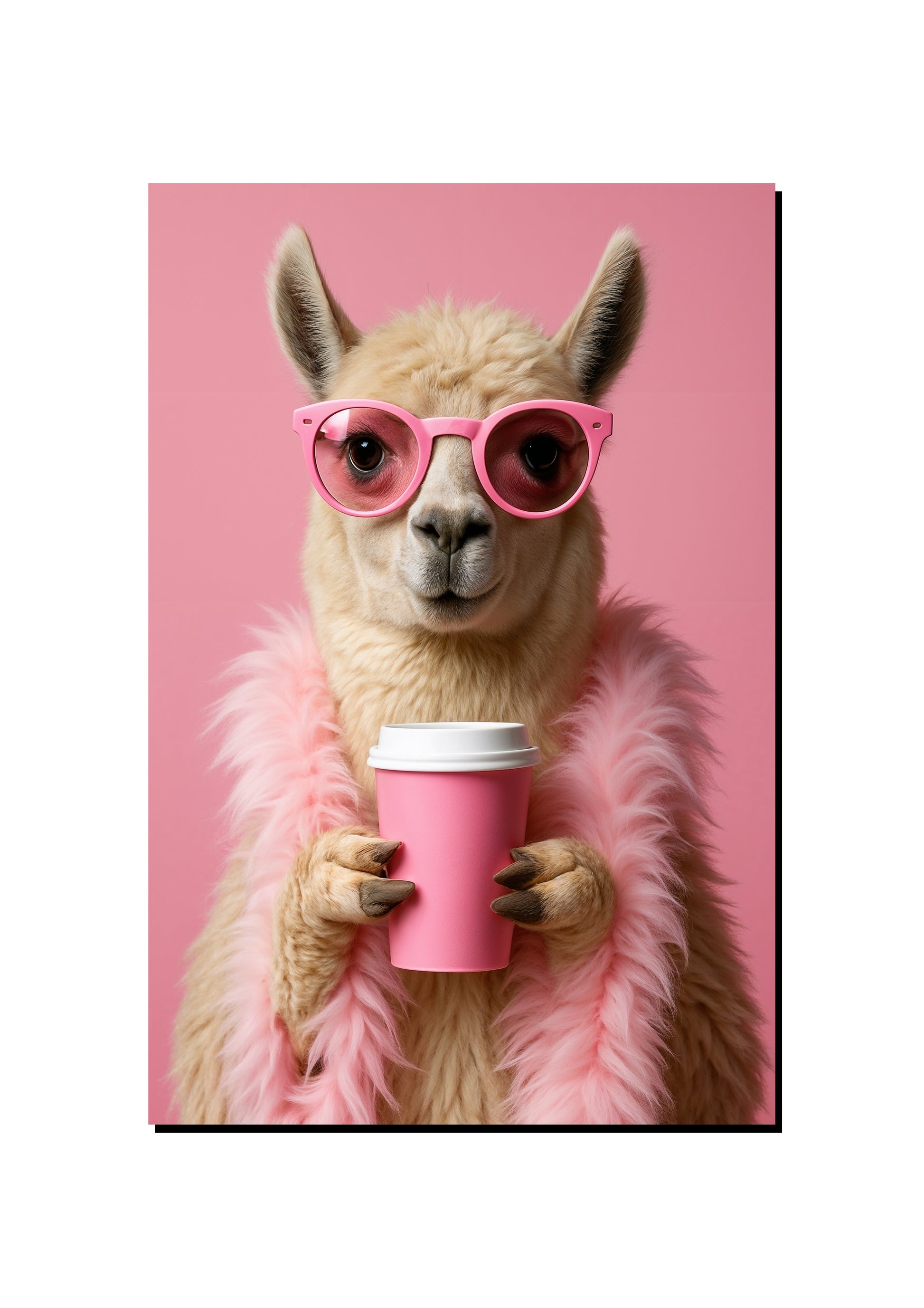 Pink Llama Coffee Wall Art art print