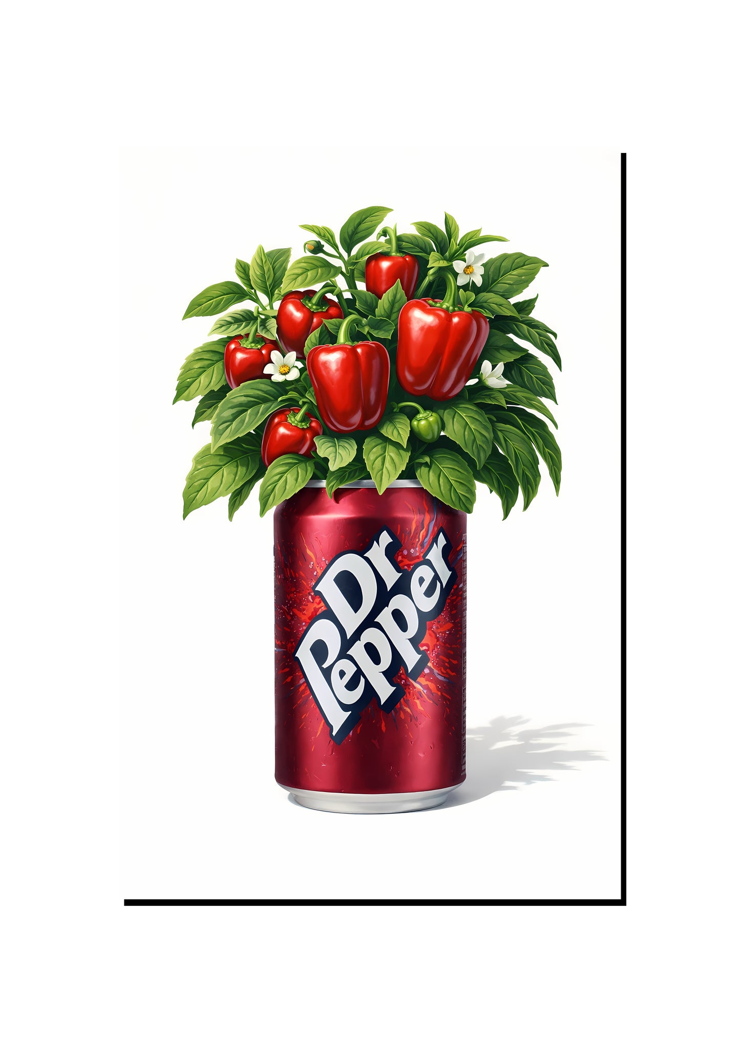 Dr Pepper Soda Can Botanical Wall Art art print