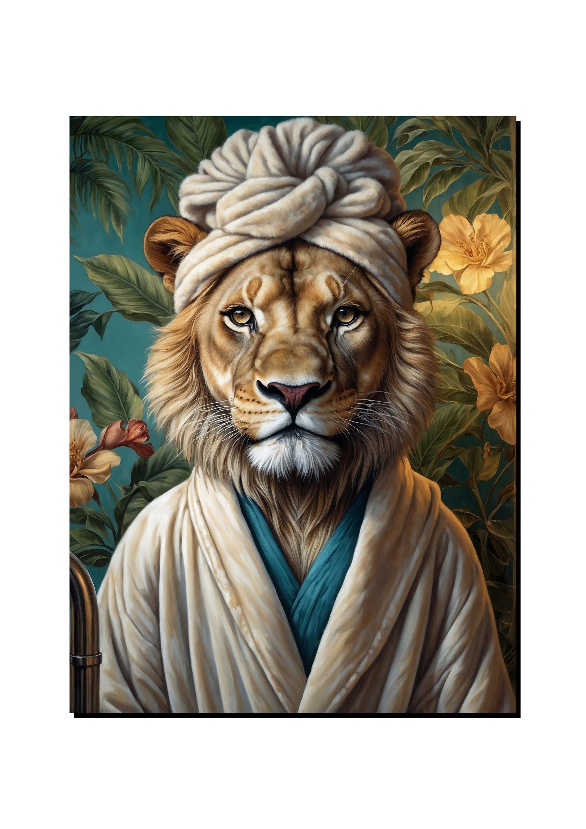 Lion Head Towel Wall Art art print