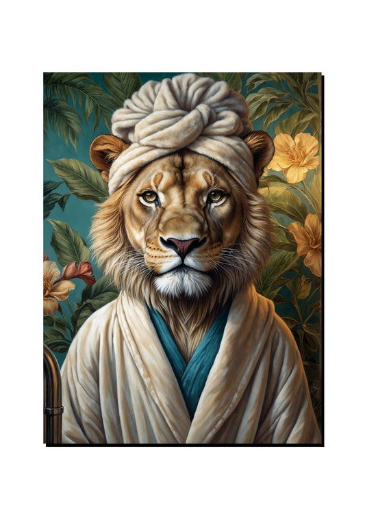 Lion Head Towel Wall Art art print