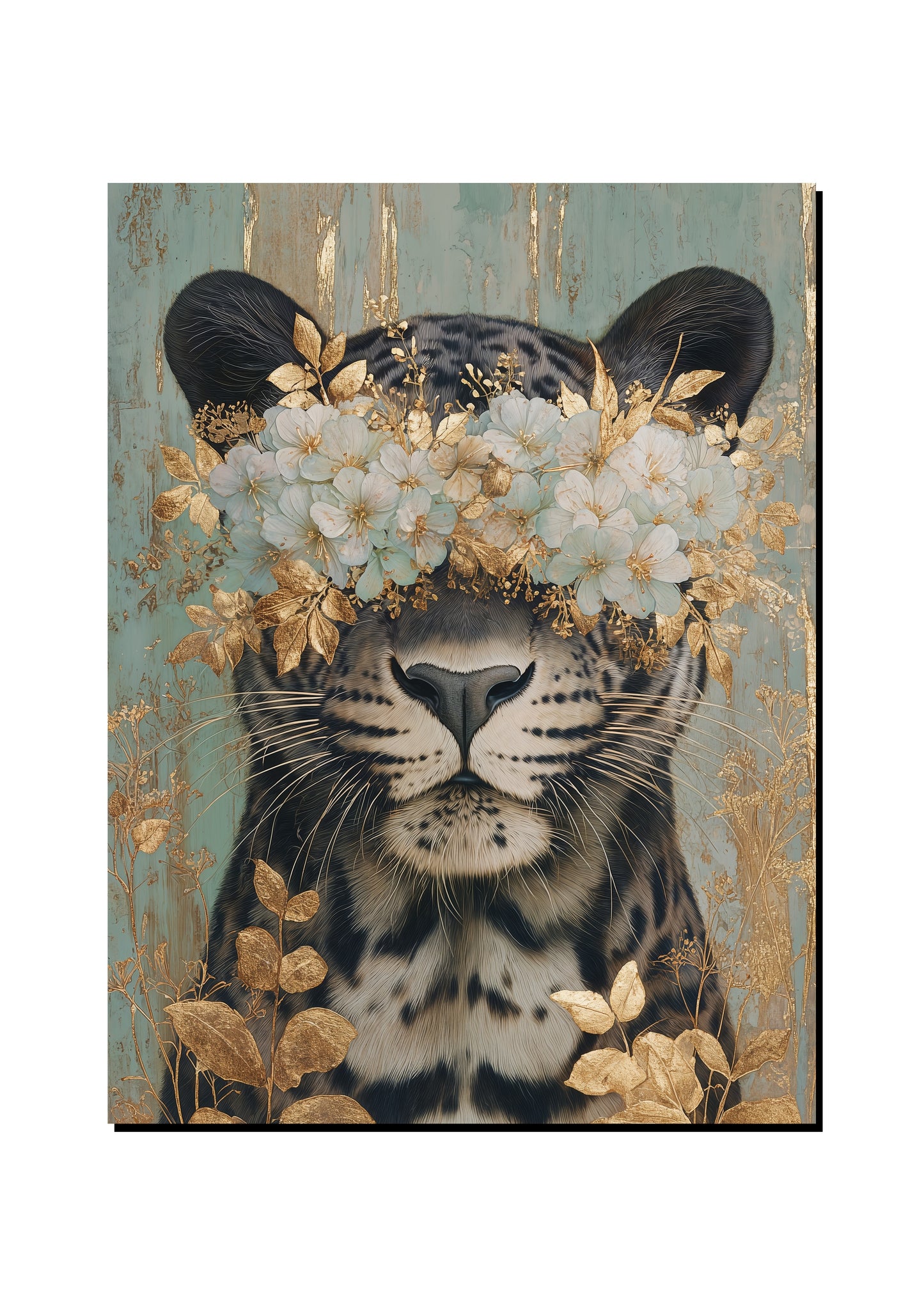 Floral Leopard Wall Art Print art print