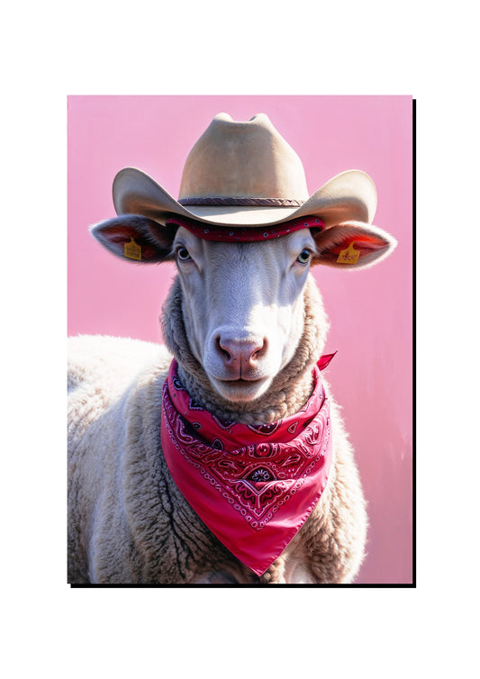 Pink Cowboy Sheep art print