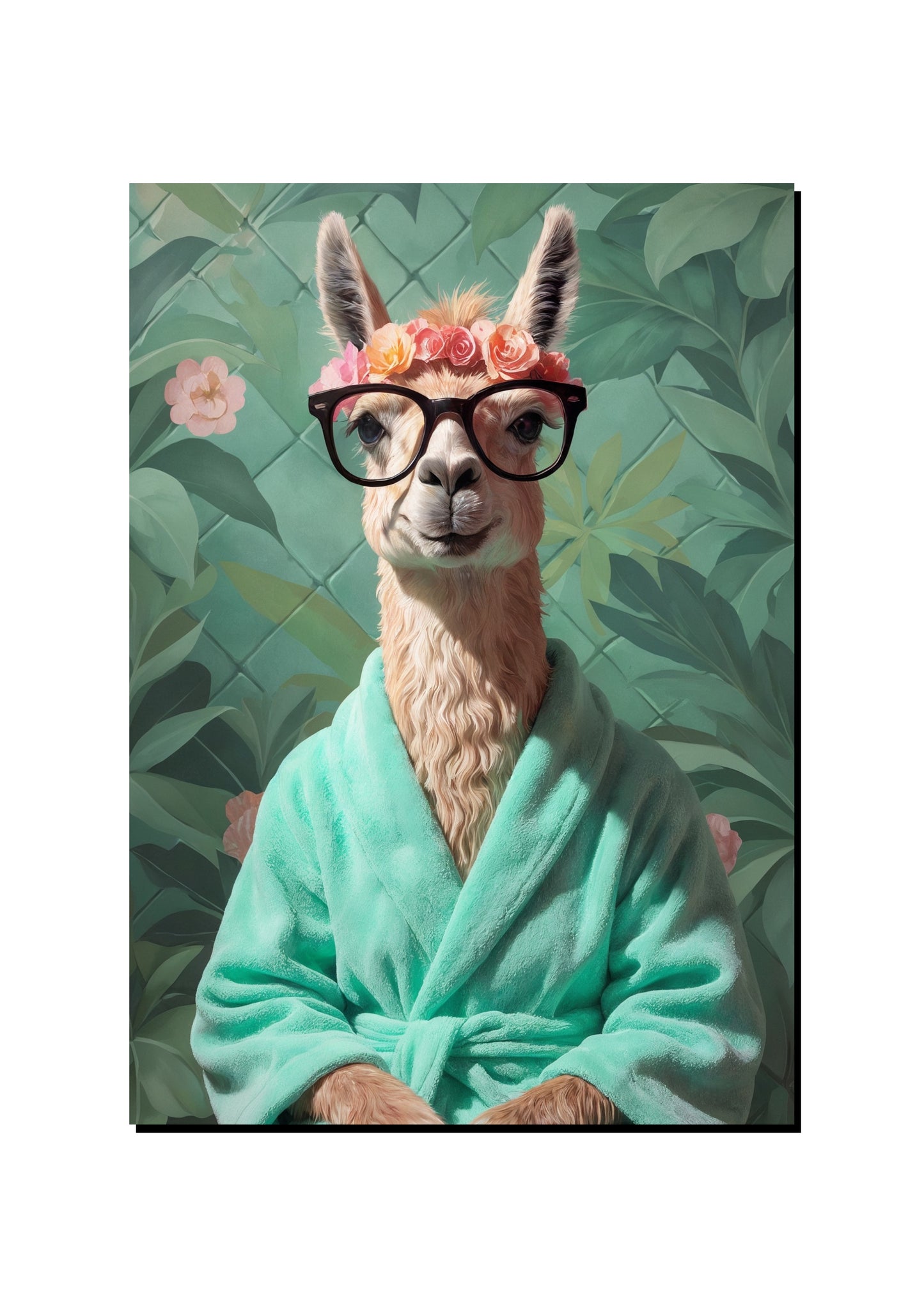 Funny Llama with Glasses Wall Art Print art print