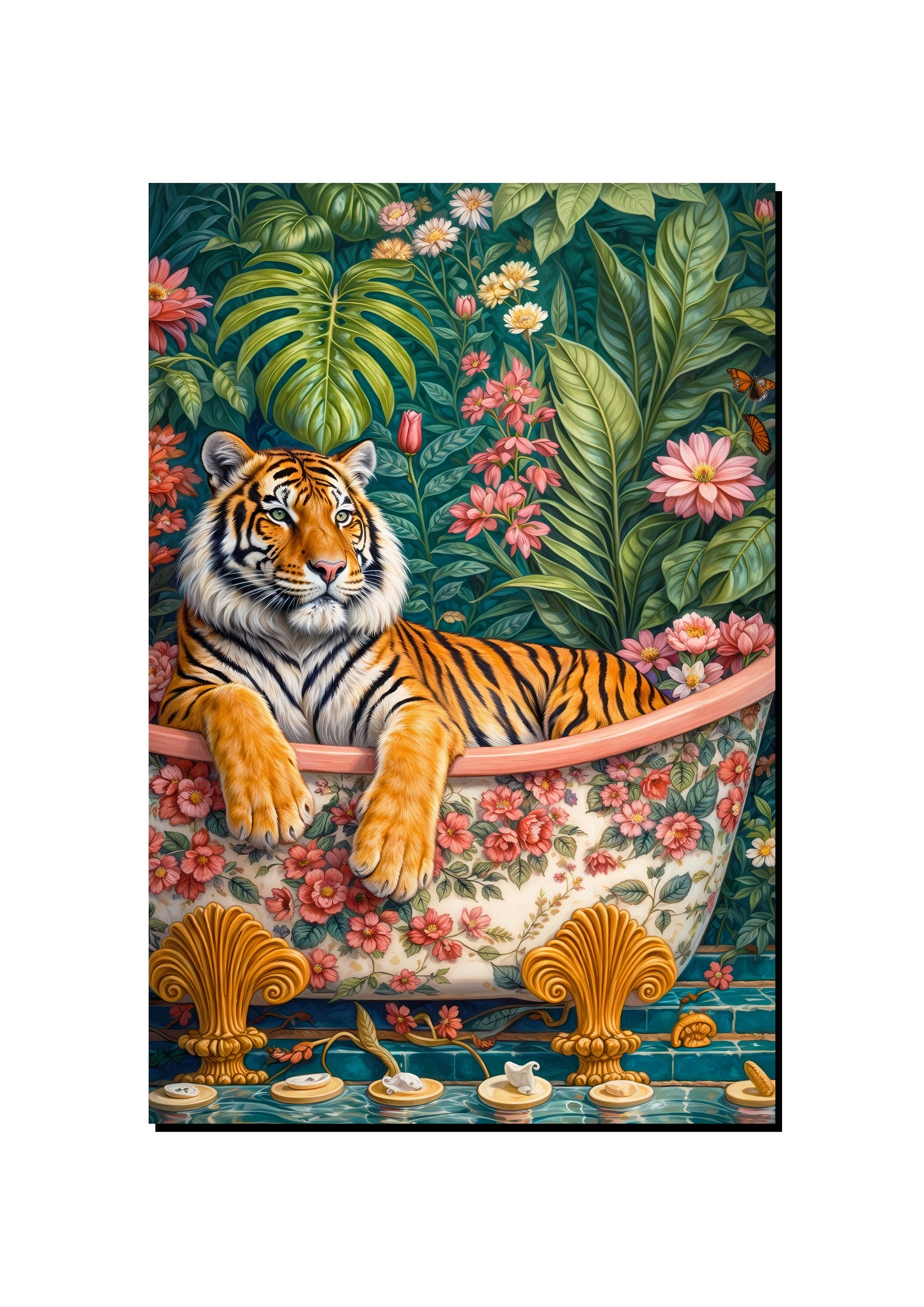 Luxury Tiger Bathtub Wall Art Print art print