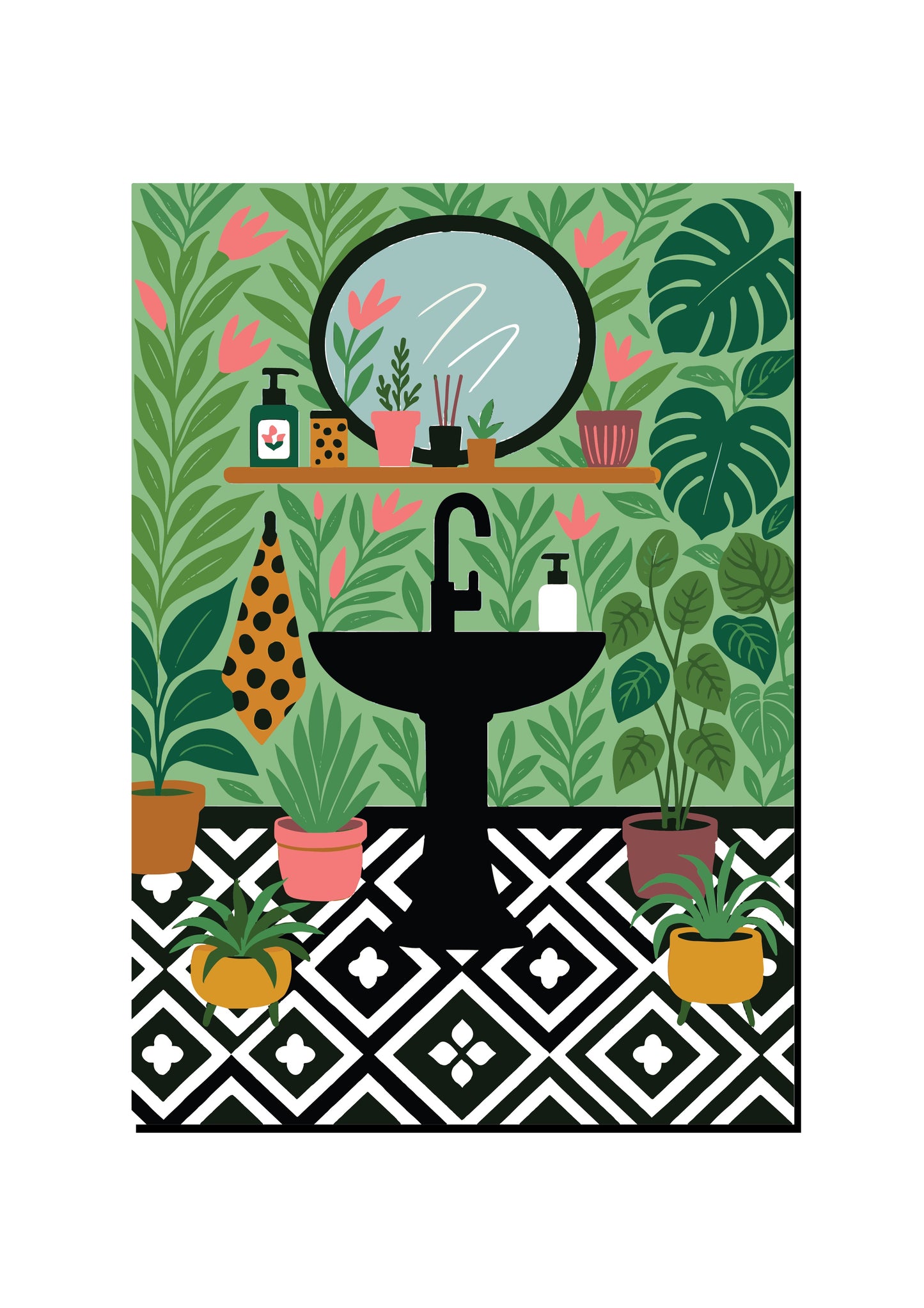 Modern Jungle Bathroom Sink Wall Art Print art print