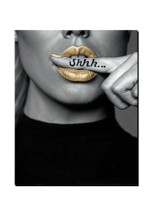 Shhh Gold Lips Wall Art art print
