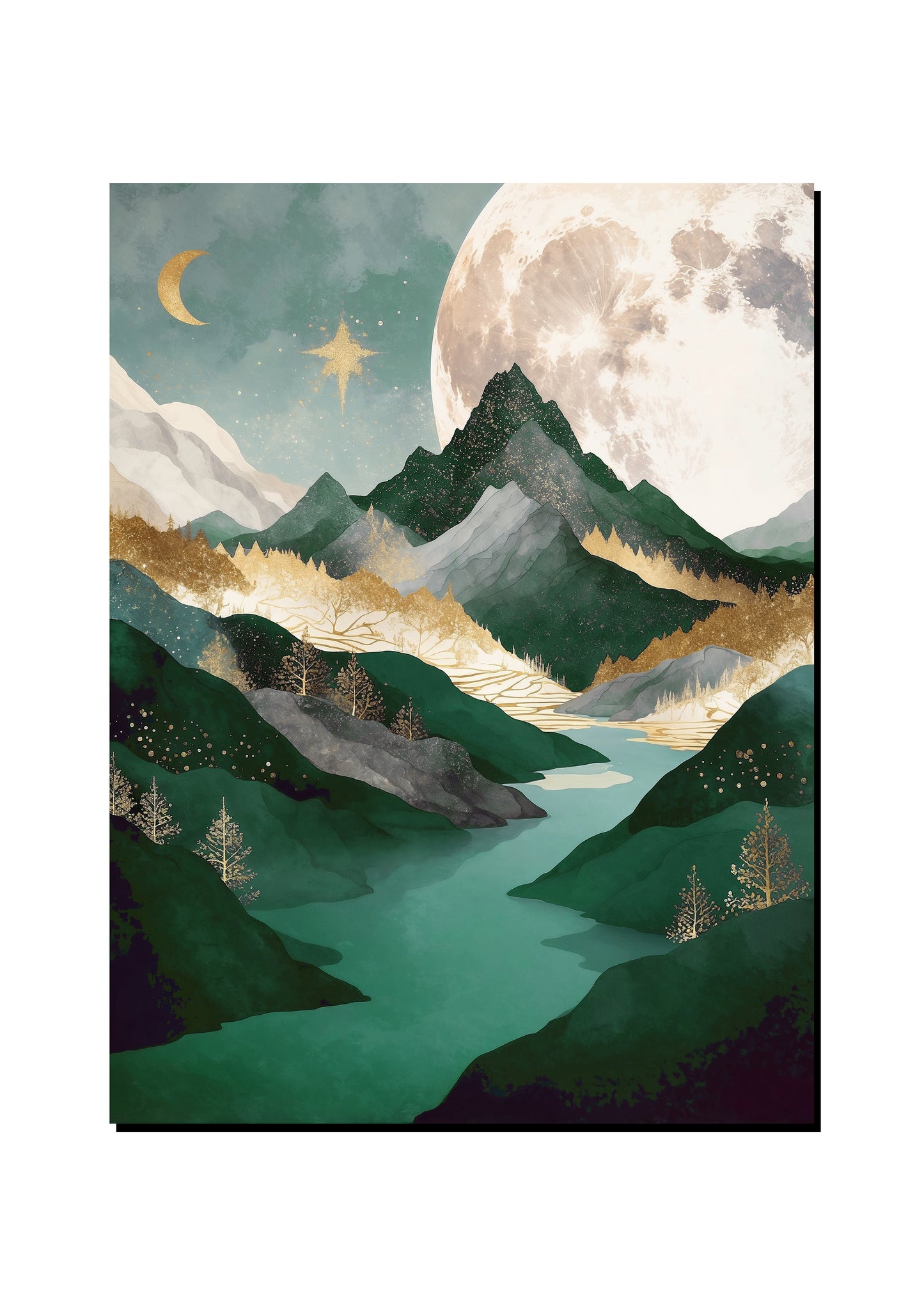 Forest Green Mountain Texture art print