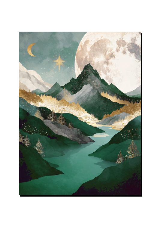 Forest Green Mountain Texture art print
