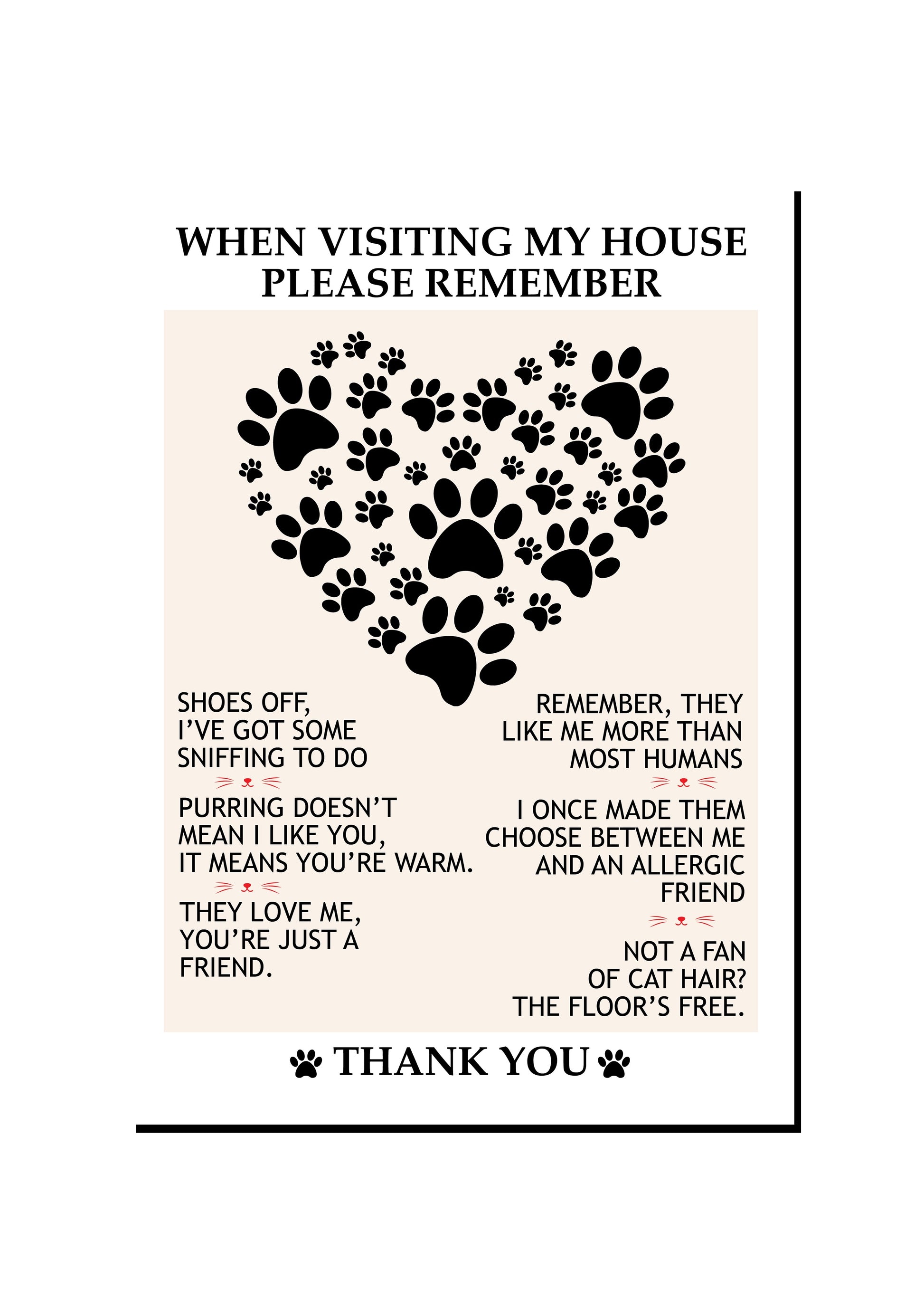 Cat Love Heart art print