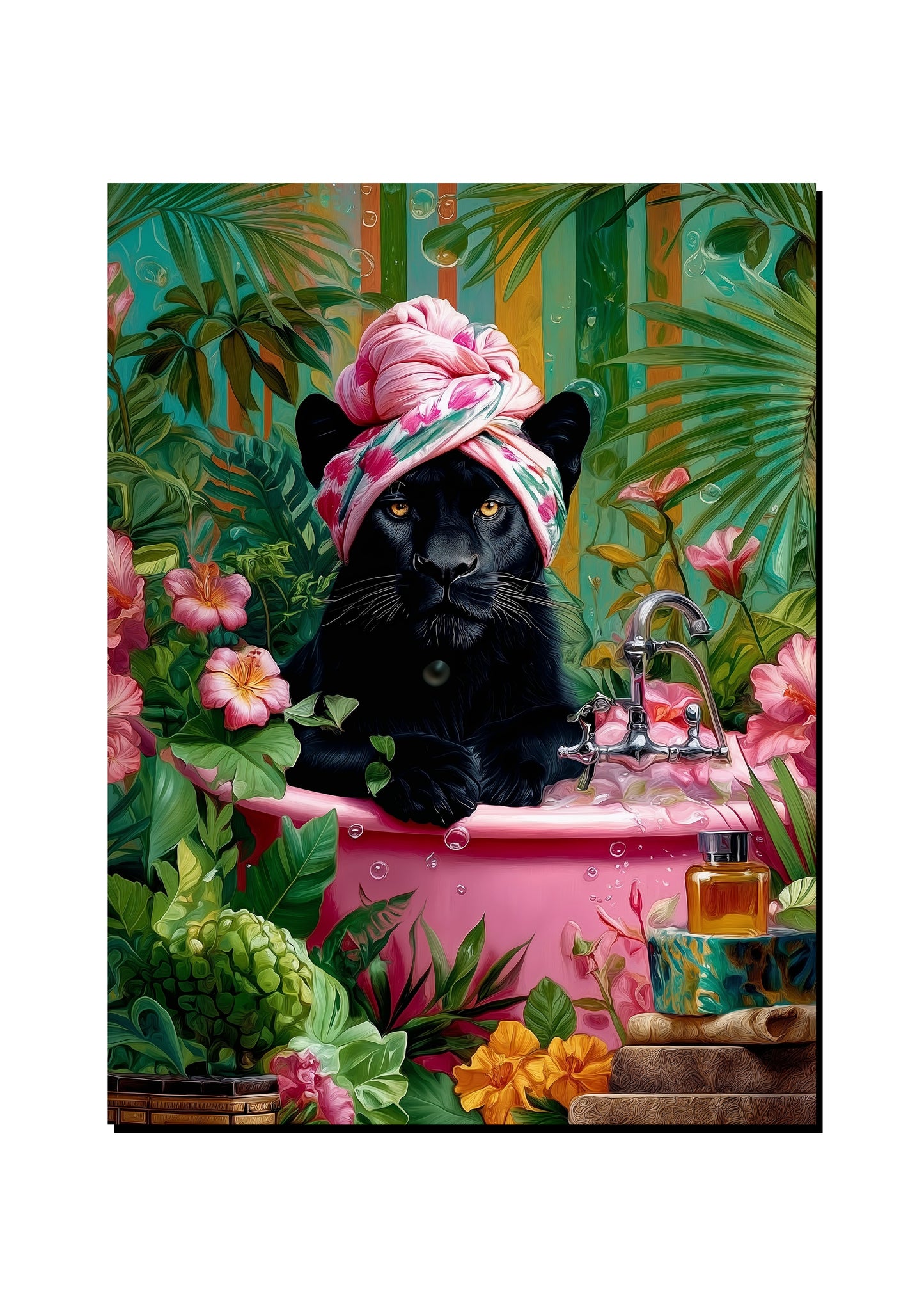 Panther Head Towel Luxury Bathroom Wall Art Print art print