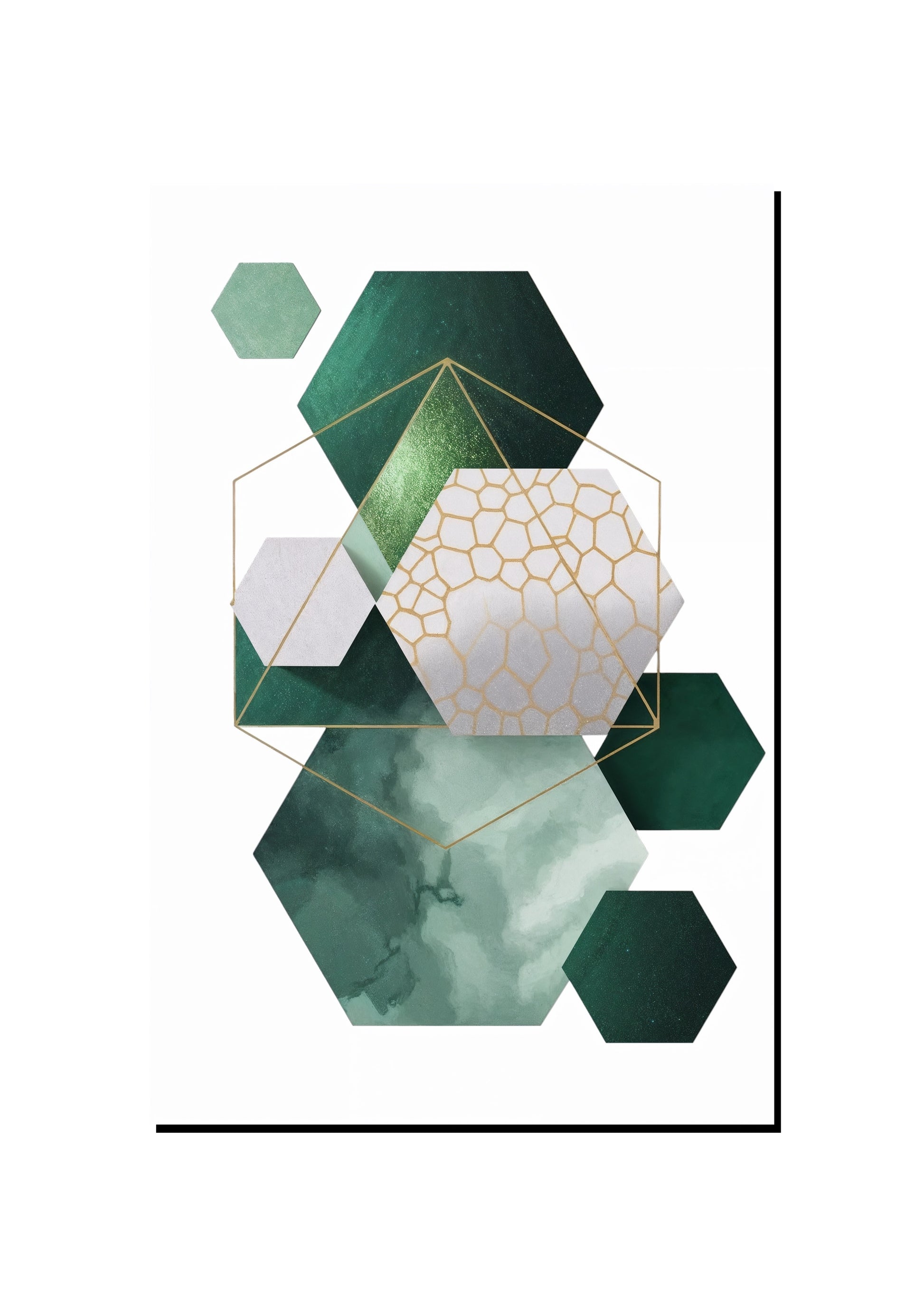 Hexagon Green Abstract Pattern art print