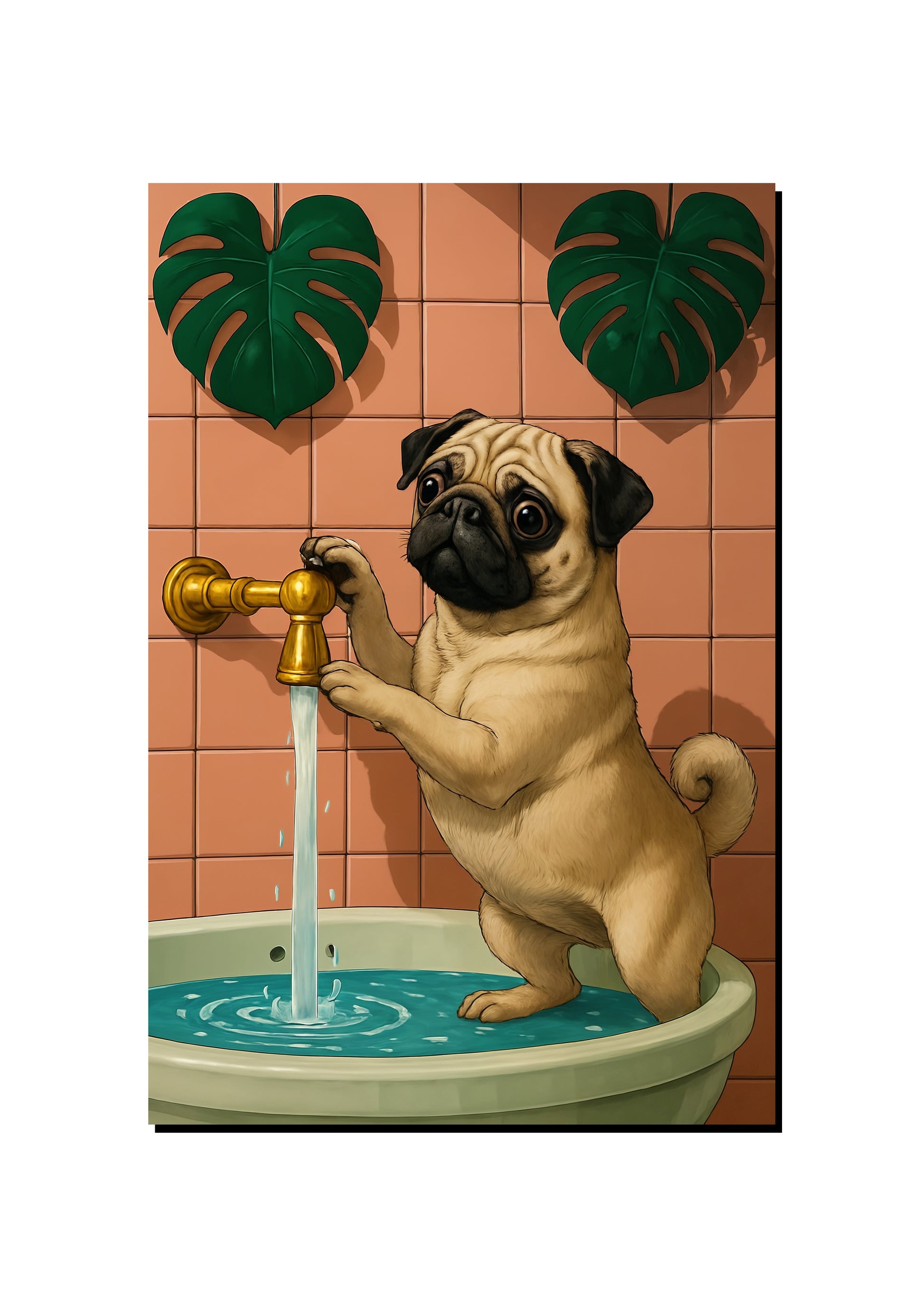 Funny Pug Bathroom Wall Art Print art print