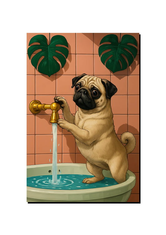 Funny Pug Bathroom Wall Art Print art print