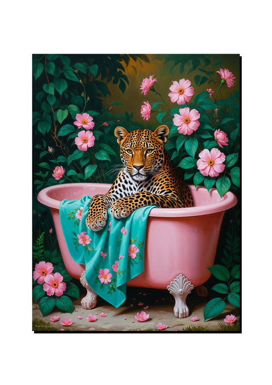 Tropical Leopard Bubble Bath art print