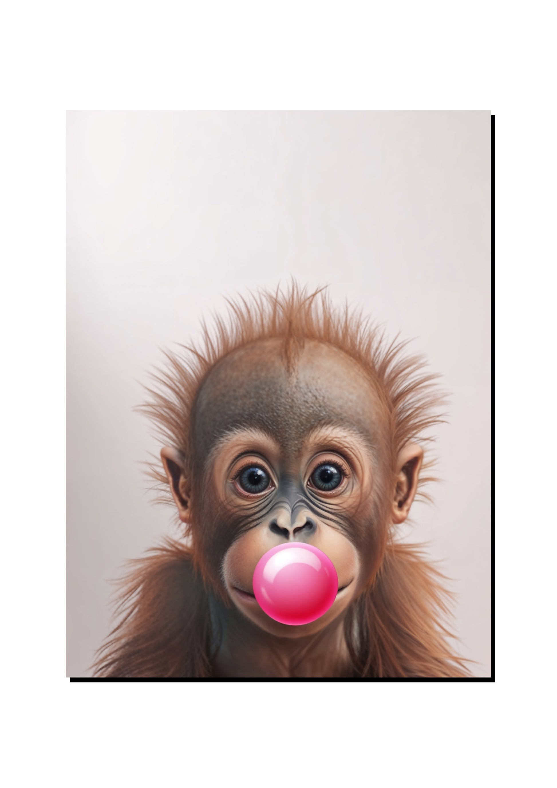 Cute Baby Monkey Bubble Gum Wall Art art print