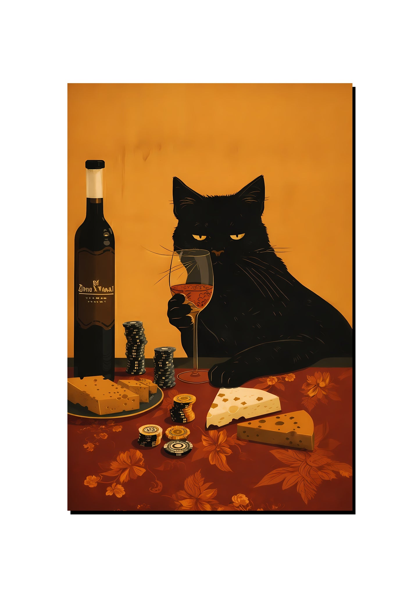 Black Cat Dinner Wall Art Print art print