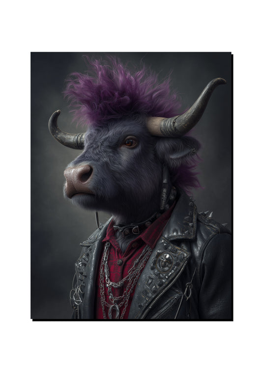 Purple Mohawk Bull Wall Art art print