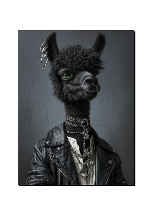 Black Llama Portrait Wall Art Print art print
