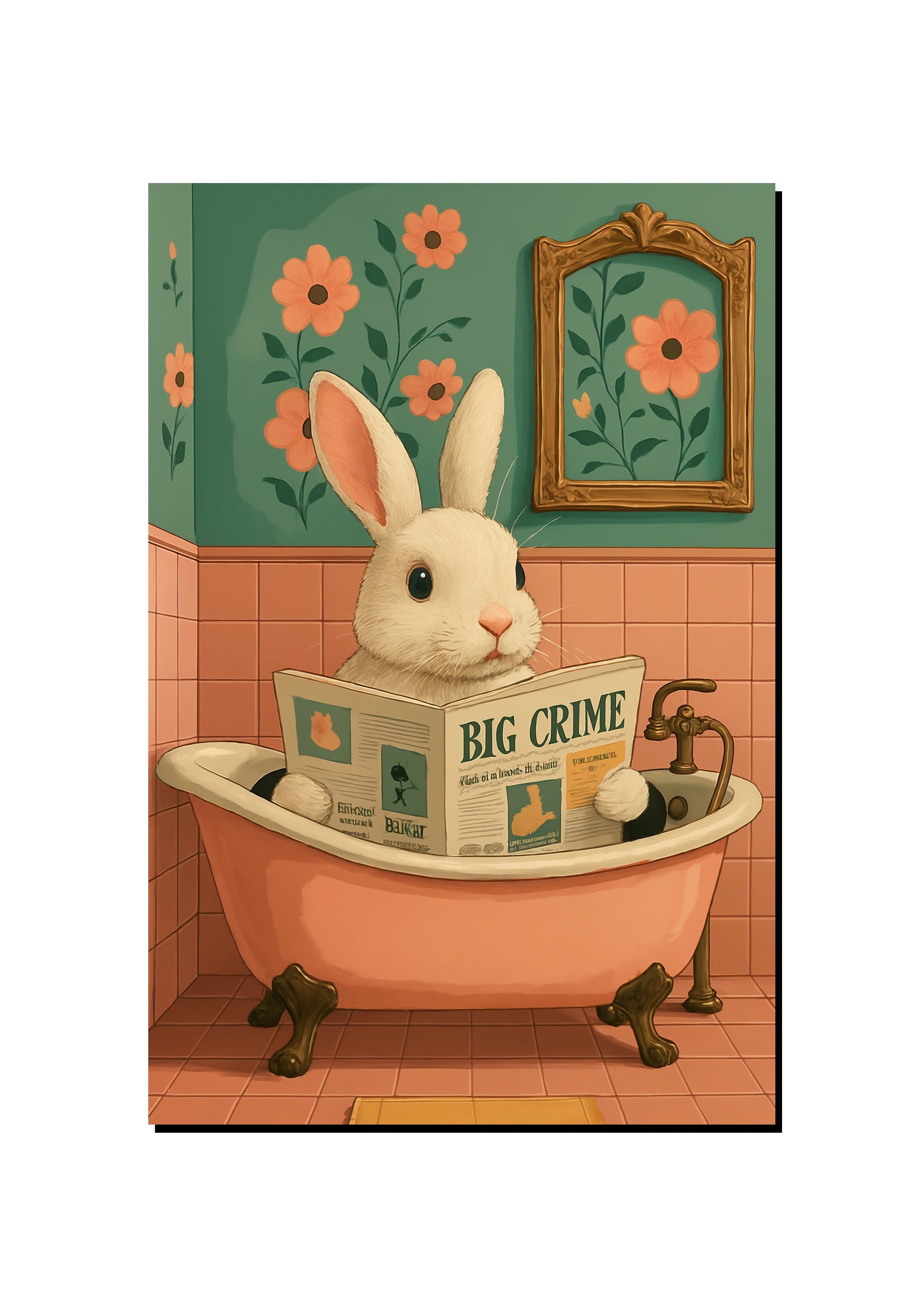 Cute Rabbit Bathroom Wall Art art print