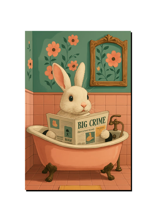 Cute Rabbit Bathroom Wall Art art print